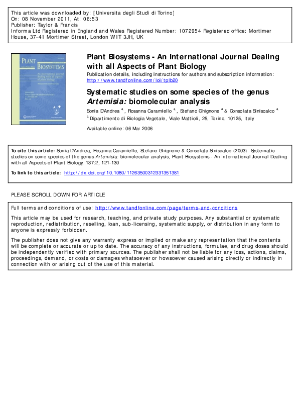 (PDF) Systematic studies on some species of the genus Artemisia ...