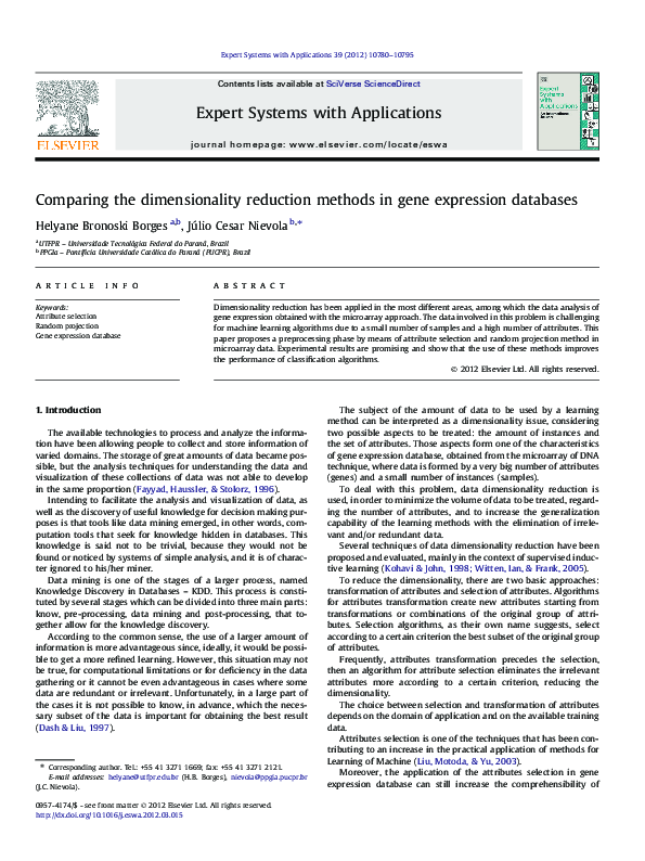 (PDF) Comparing the dimensionality reduction methods in gene expression ...