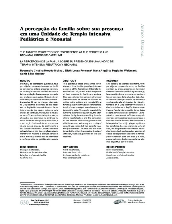 (PDF) The family's perception of its presence at the pediatric and ...