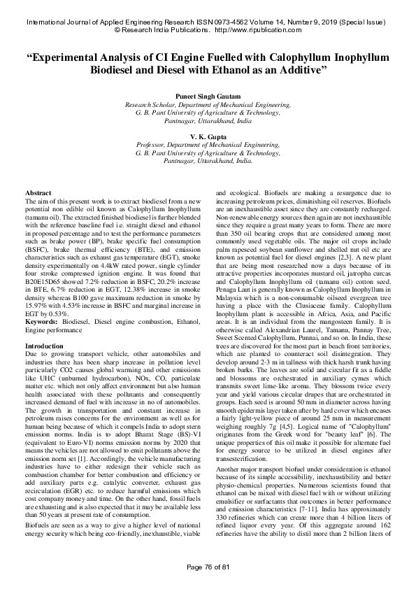 (PDF) Theoretical and experimental analysis of CI engine fuelled with ...