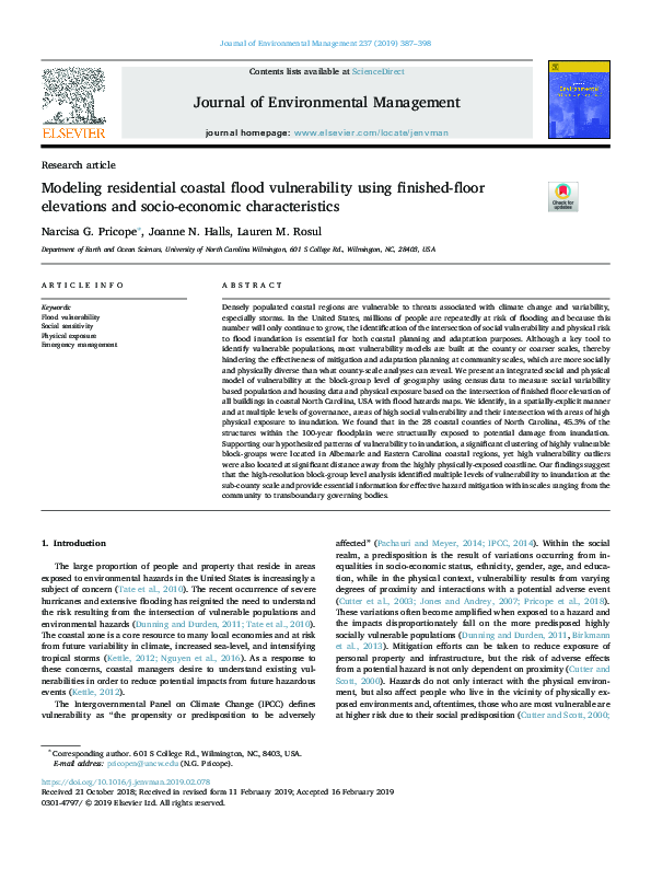 (PDF) Modeling residential coastal flood vulnerability using finished ...