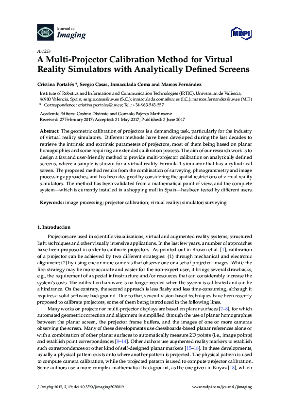 (PDF) A Multi-Projector Calibration Method for Virtual Reality ...