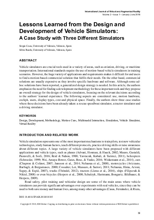 (PDF) Lessons Learned from the Design and Development of Vehicle Simulators