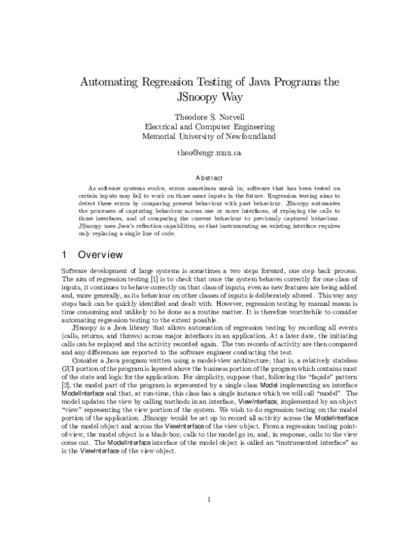 (PDF) Automating regression testing of java programs the JSnoopy way