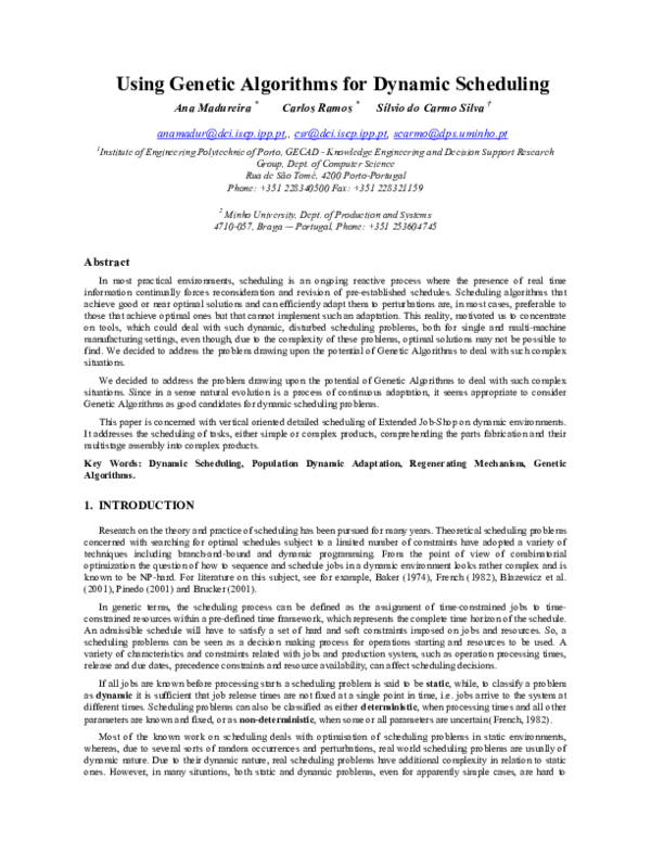 (PDF) Using Genetic Algorithms for Dynamic Scheduling