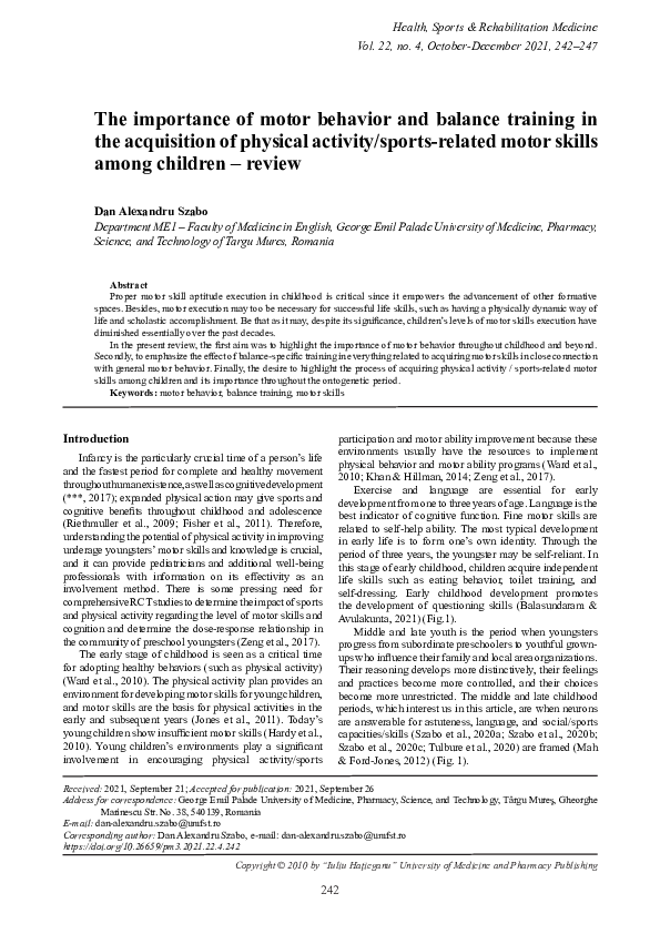 (PDF) The importance of motor behavior and balance training in the ...