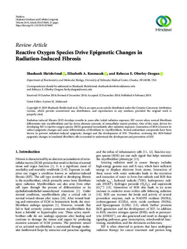 (PDF) Reactive Oxygen Species Drive Epigenetic Changes in Radiation ...