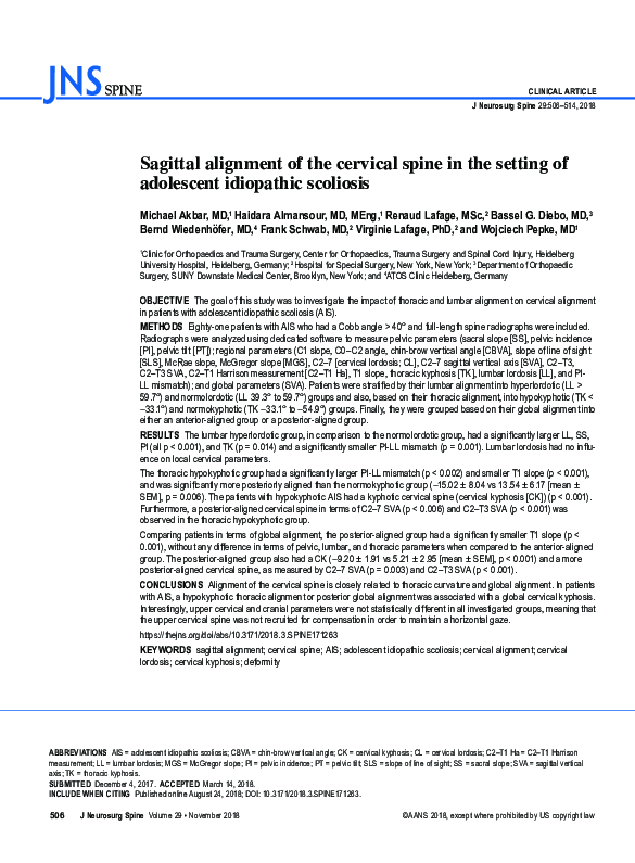 (PDF) Sagittal alignment of the cervical spine in the setting of ...
