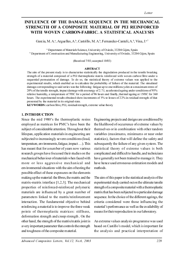 (PDF) Influence of the Damage Sequence in the Mechanical Strength of a ...