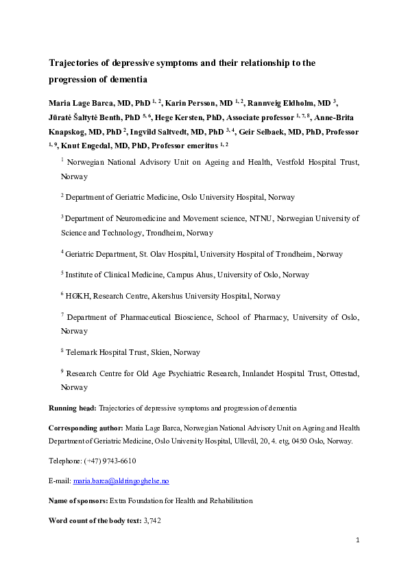 (PDF) Trajectories of depressive symptoms and their relationship to the ...