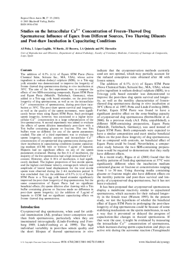 (PDF) Studies on the Intracellular Ca 2+ Concentration of Frozen-Thawed ... - Hatching Frozen-Thawed Eggs Incubation