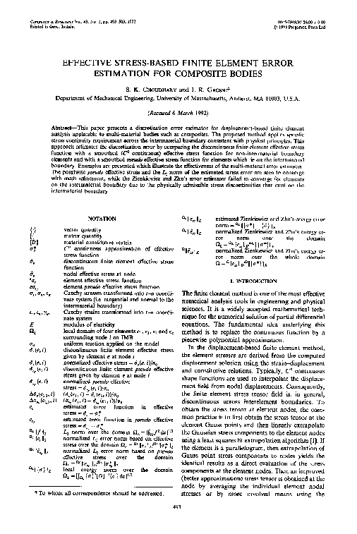 (PDF) Effective stress-based finite element error estimation for ...
