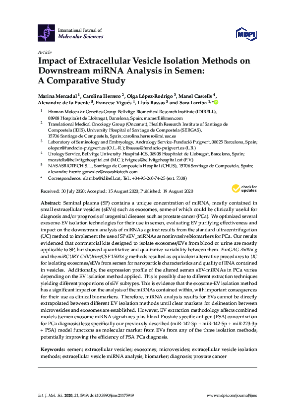 (PDF) Impact of Extracellular Vesicle Isolation Methods on Downstream ...