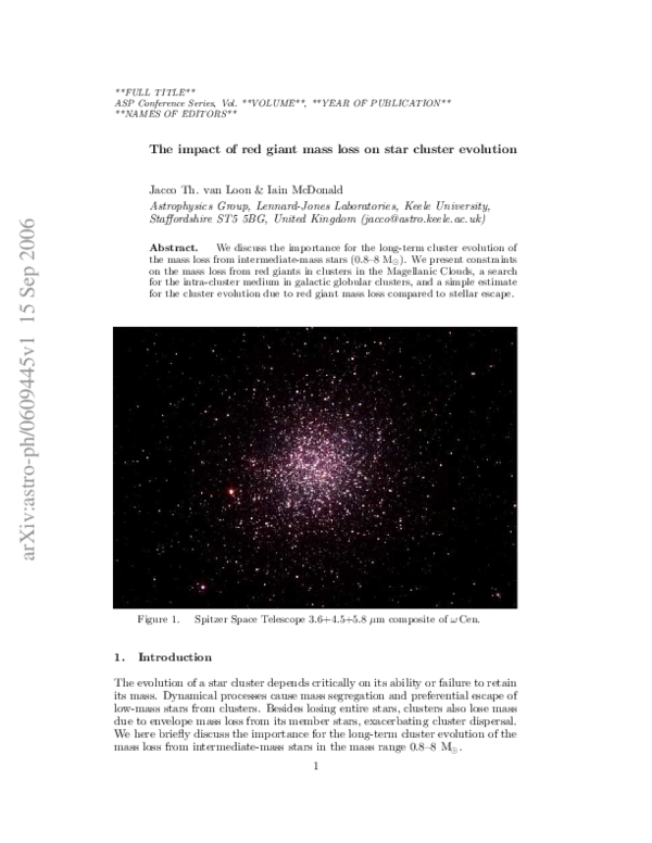 (PDF) The impact of red giant mass loss on star cluster evolution ...