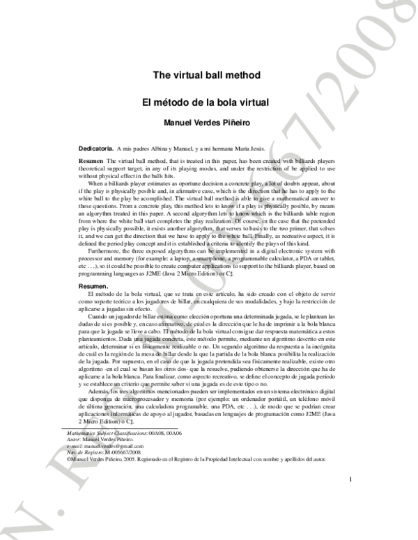 (PDF) The virtual ball method