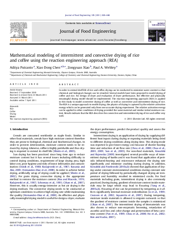 (PDF) Mathematical modeling of intermittent and convective drying of ...