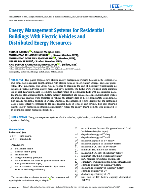 (PDF) Energy Management Systems for Residential Buildings With Electric ...