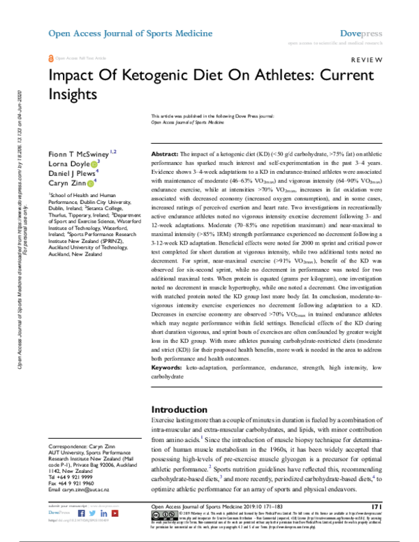 (PDF) Impact Of Ketogenic Diet On Athletes: Current Insights