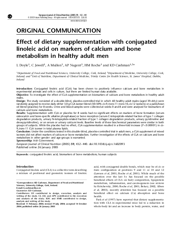(PDF) Effect of dietary supplementation with conjugated linoleic acid ...
