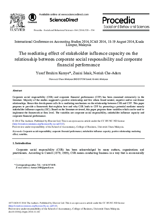 (PDF) The Mediating Effect of Stakeholder Influence Capacity on the ...
