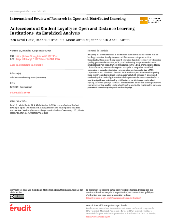 (PDF) Antecedents of Student Loyalty in Open and Distance Learning ...