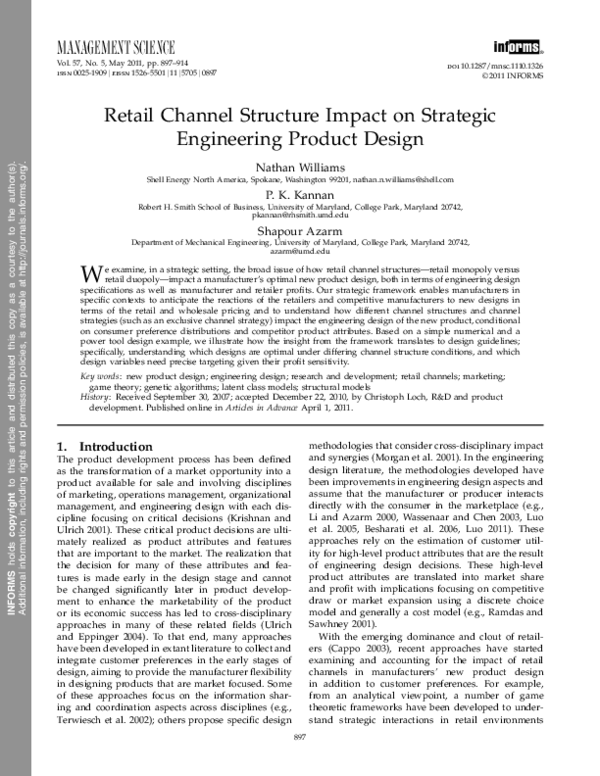 (PDF) Retail Channel Structure Impact on Strategic Engineering Product ...