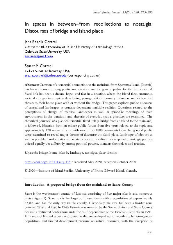 (PDF) In spaces in between–From recollections to nostalgia: Discourses ...