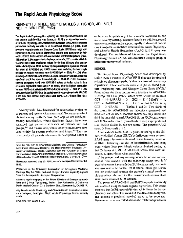 (PDF) The Rapid Acute Physiology Score