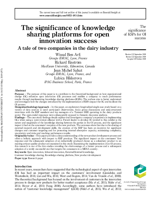 (PDF) The significance of knowledge sharing platforms for open ...
