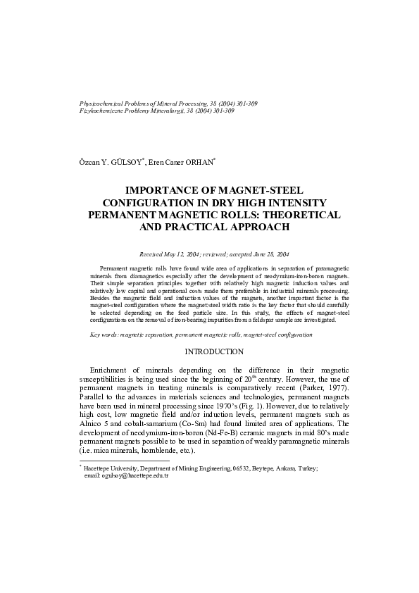 (PDF) Importance of configuration in dry high intensity