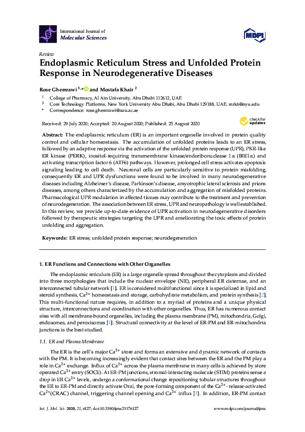 (PDF) Endoplasmic Reticulum Stress and Unfolded Protein Response in ...