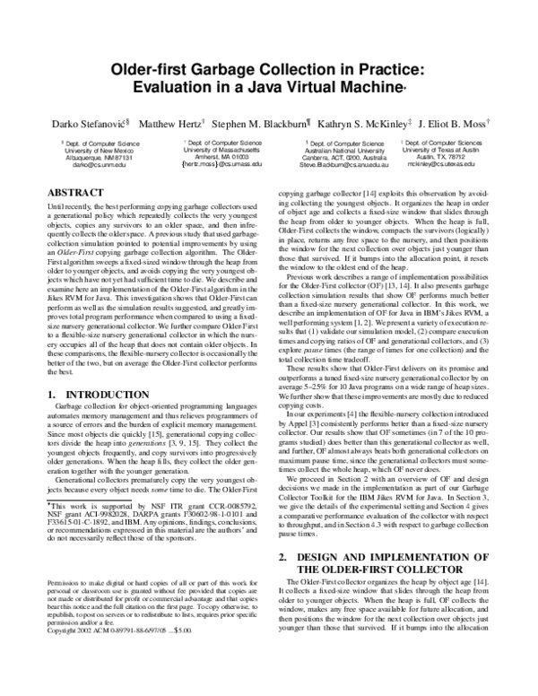 (PDF) Older-first garbage collection in practice: Evaluation in a Java ...