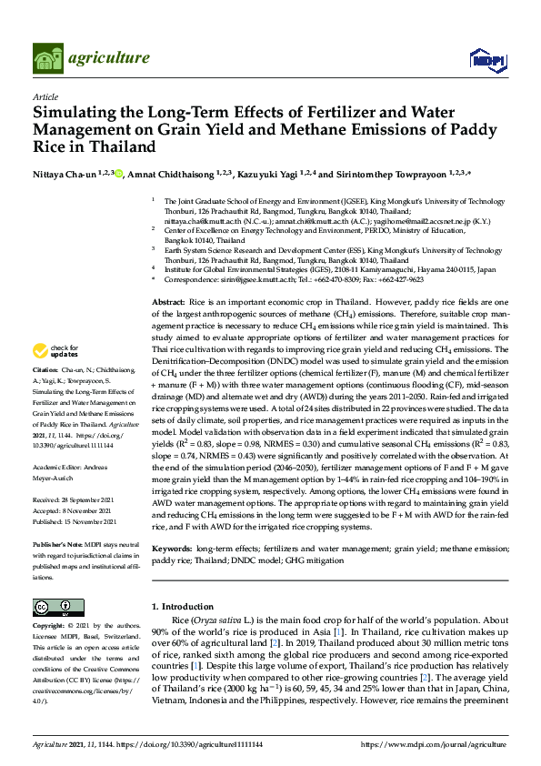 (PDF) Simulating the Long-Term Effects of Fertilizer and Water ...