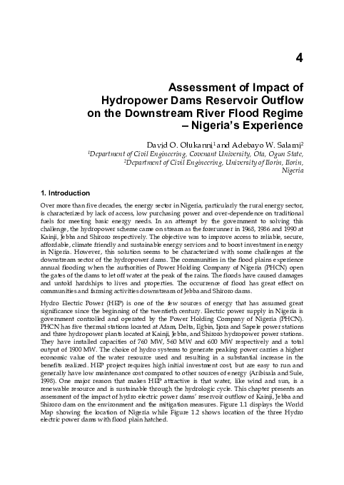 (PDF) Assessment of Impact of Hydropower Dams Reservoir Outflow on the ...