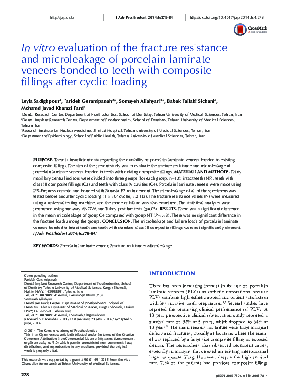 (PDF) In vitro evaluation of the fracture resistance and microleakage ...