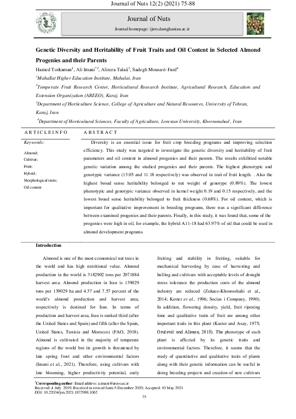 (PDF) Genetic Diversity and Heritability of Fruit Traits and Oil ...
