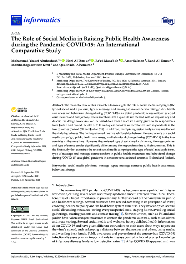 (PDF) The Role of Social Media in Raising Public Health Awareness ...