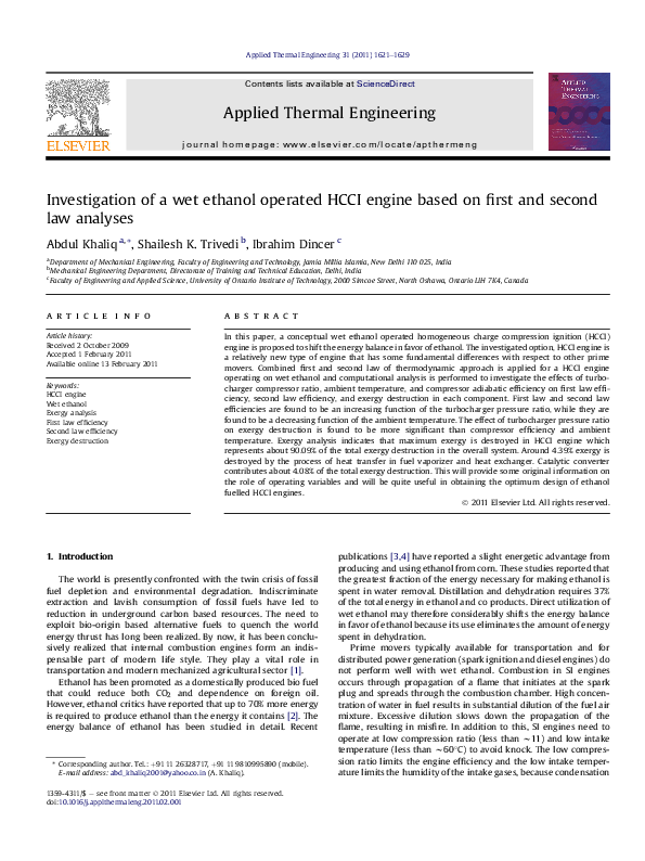 (PDF) Investigation of a wet ethanol operated HCCI engine based on ...