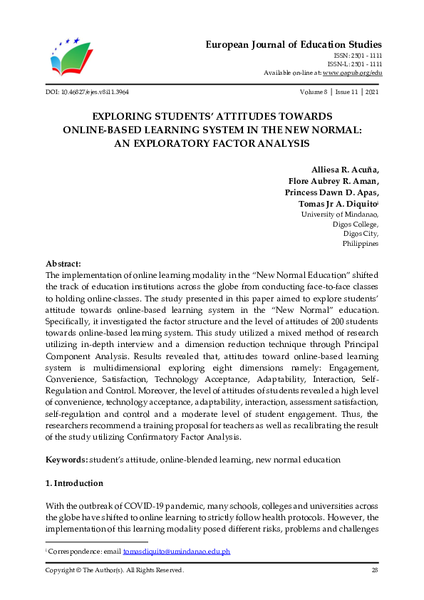 (PDF) Exploring Students’ Attitudes Towards Online-Based Learning ...