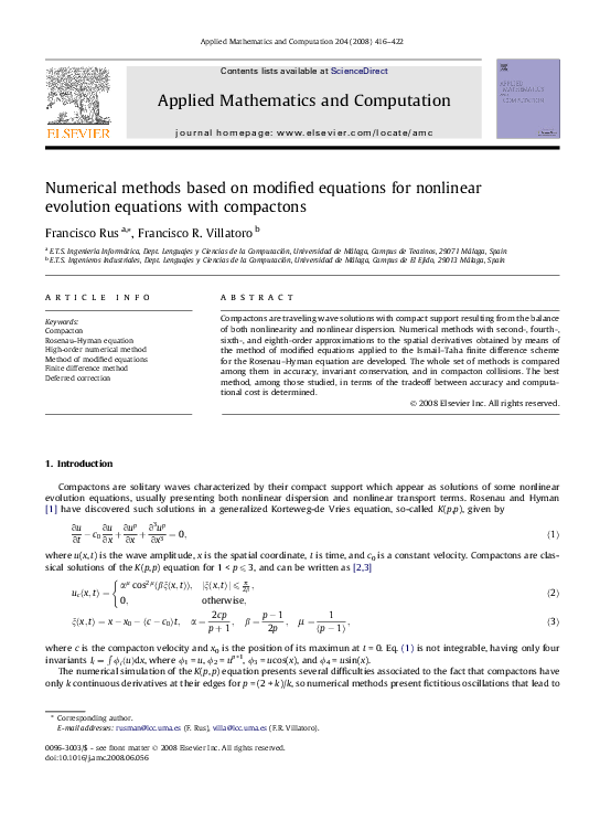 (PDF) Numerical methods based on modified equations for nonlinear ...