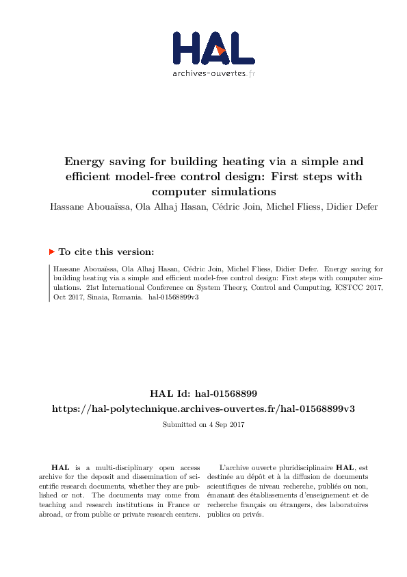 (PDF) Energy saving for building heating via a simple and efficient ...