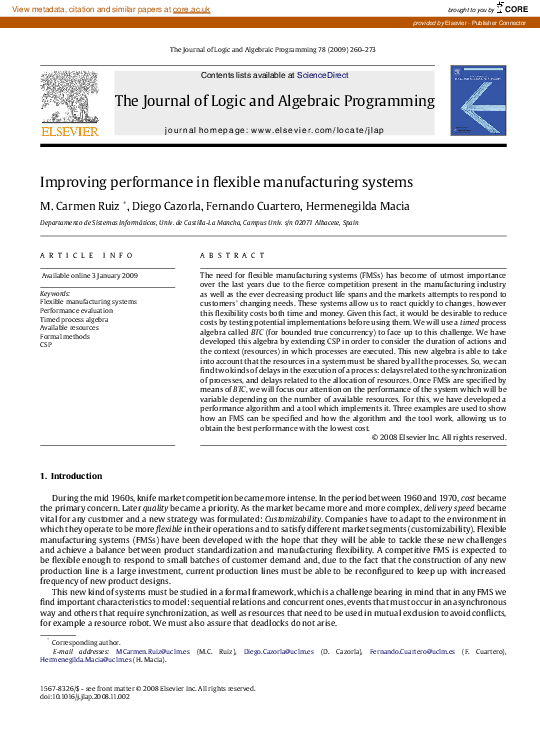 (PDF) Improving performance in flexible manufacturing systems