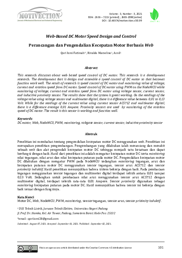 (PDF) Web-Based DC Motor Speed Design and Control