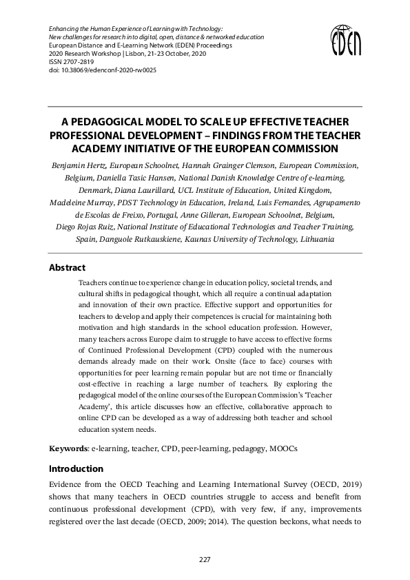 (PDF) A Pedagogical Model to Scale Up Effective Teacher Professional ...