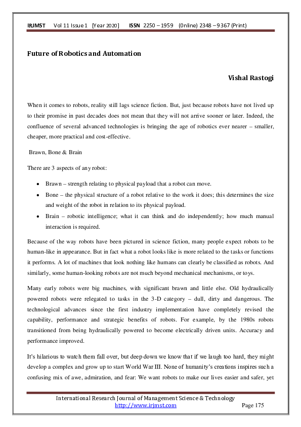 (PDF) Future of Robotics and Automation