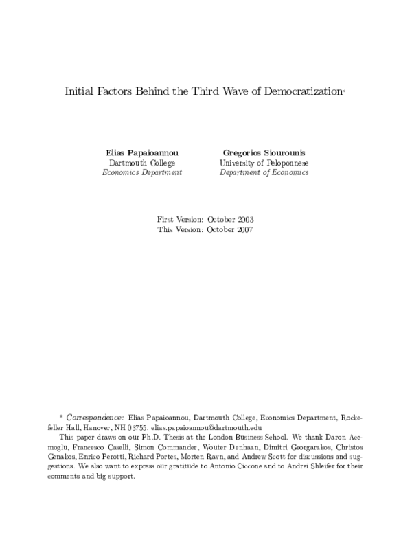 (PDF) Initial Factors Behind The Third Wave of Democratization