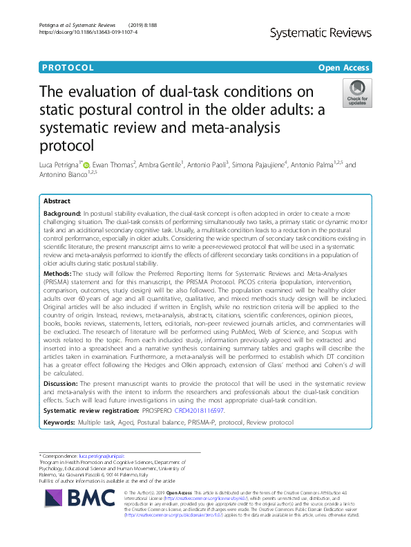 (PDF) The evaluation of dual-task conditions on static postural control ...