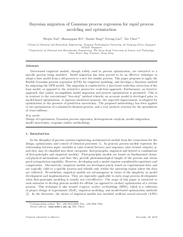 (PDF) Bayesian migration of Gaussian process regression for rapid ...