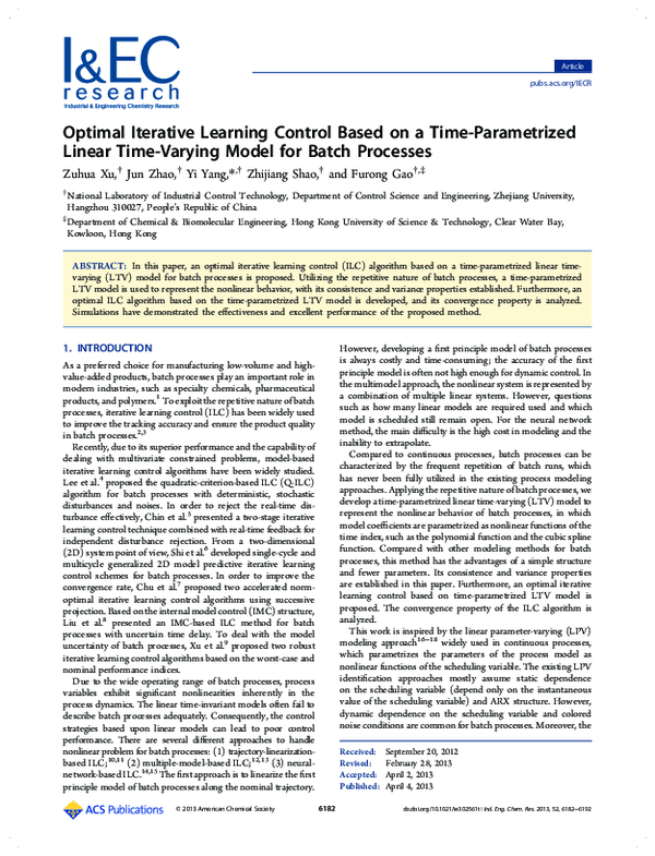 (PDF) Optimal Iterative Learning Control Based on a Time-Parametrized ...