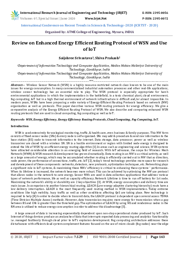 (PDF) Review on Enhanced Energy Efficient Routing Protocol of WSN and ...